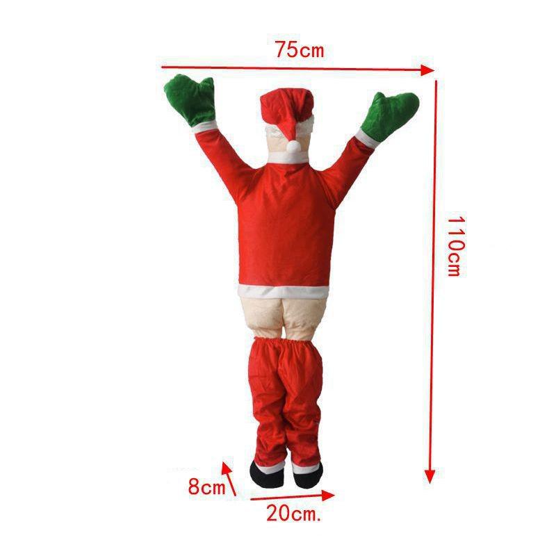 Grinch Santa Climbing Wall Christmas Ornament in Flannel