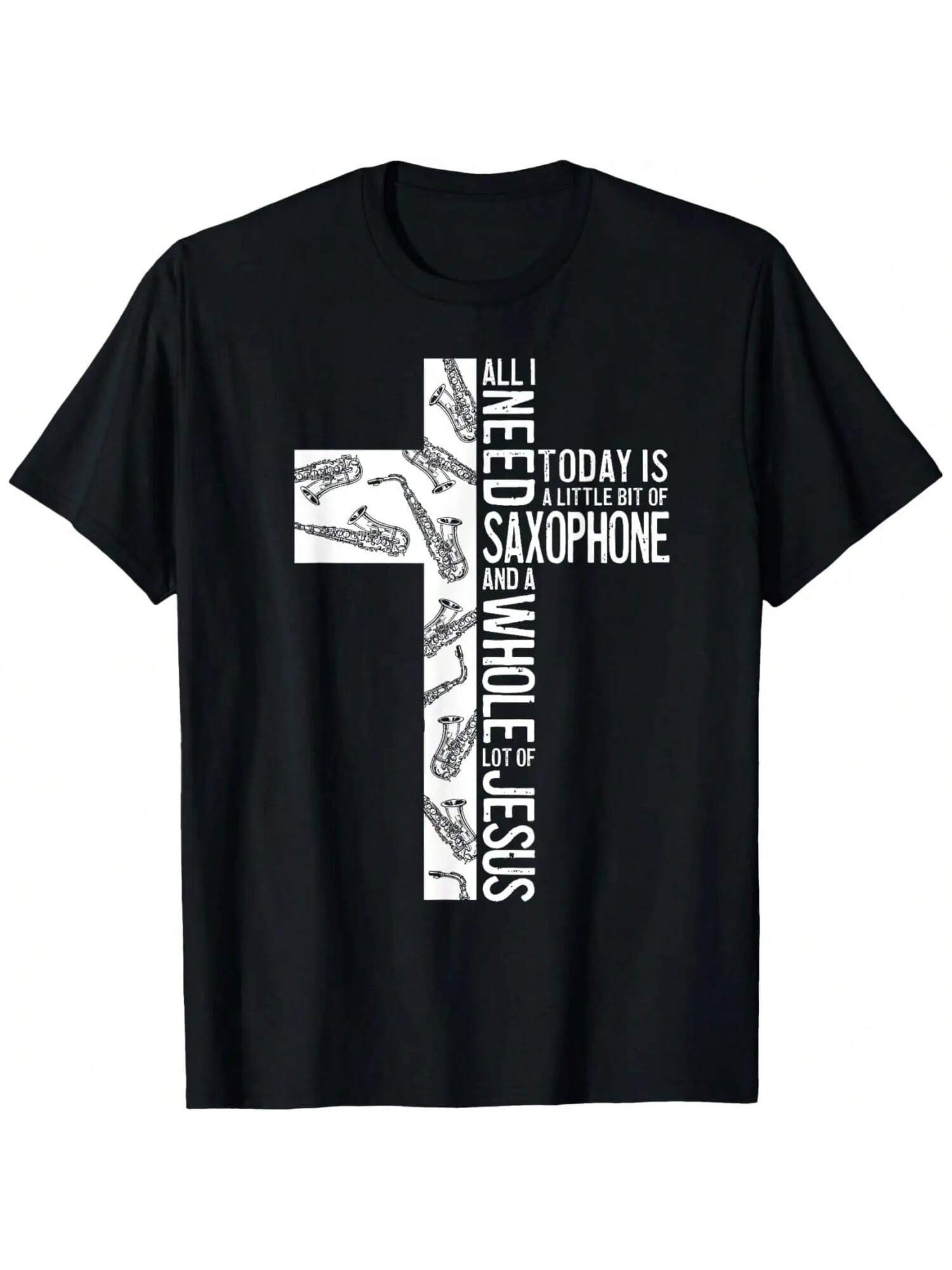 All I Need Is Saxophone And Jesus Christian Cross Faith T-Shirt S разноцветный