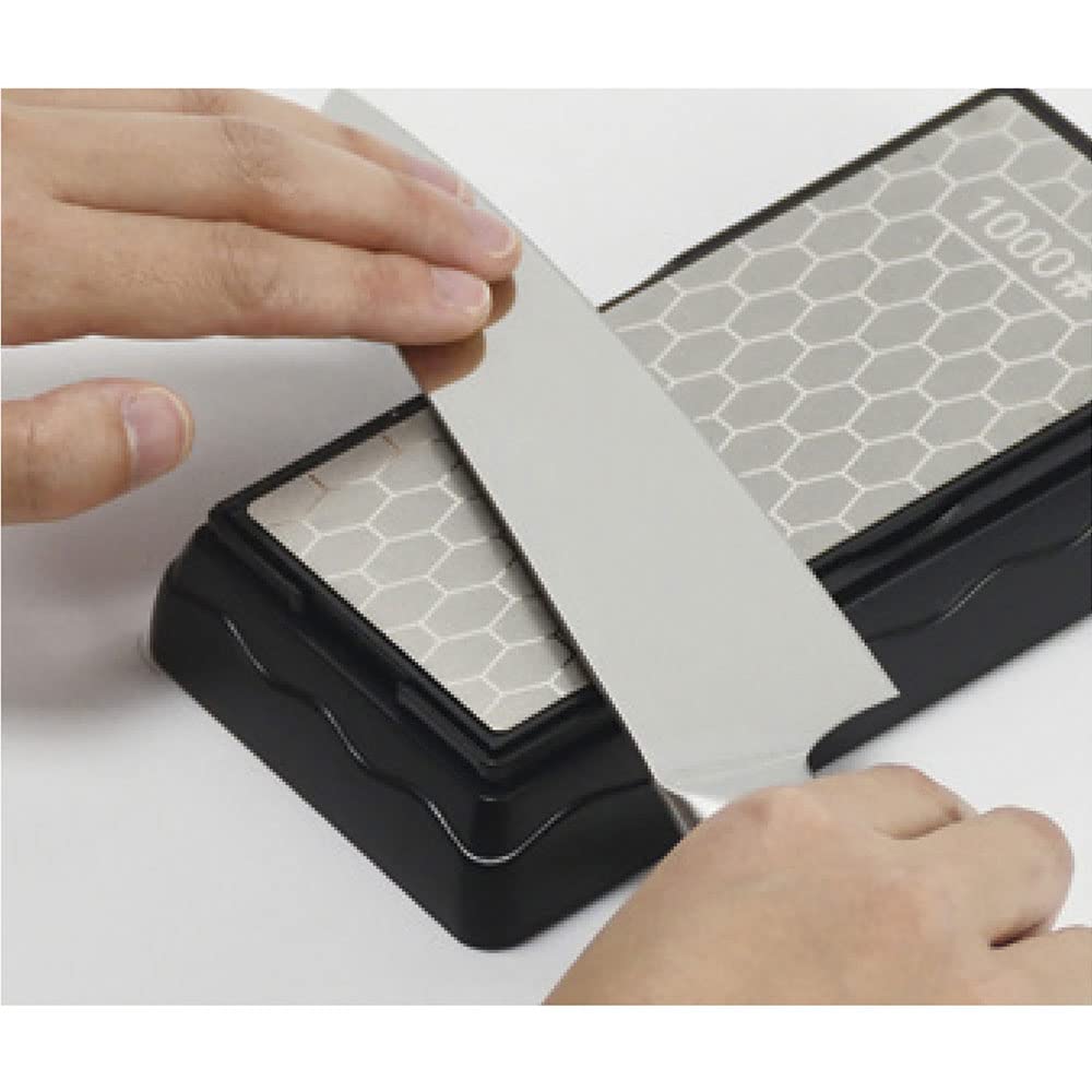Pearl Metal Knife Sharpening Stone, Diamond, with Cover, Medium Grit #1000, Coarse Grit #400, Double-Sided Design, FN-504