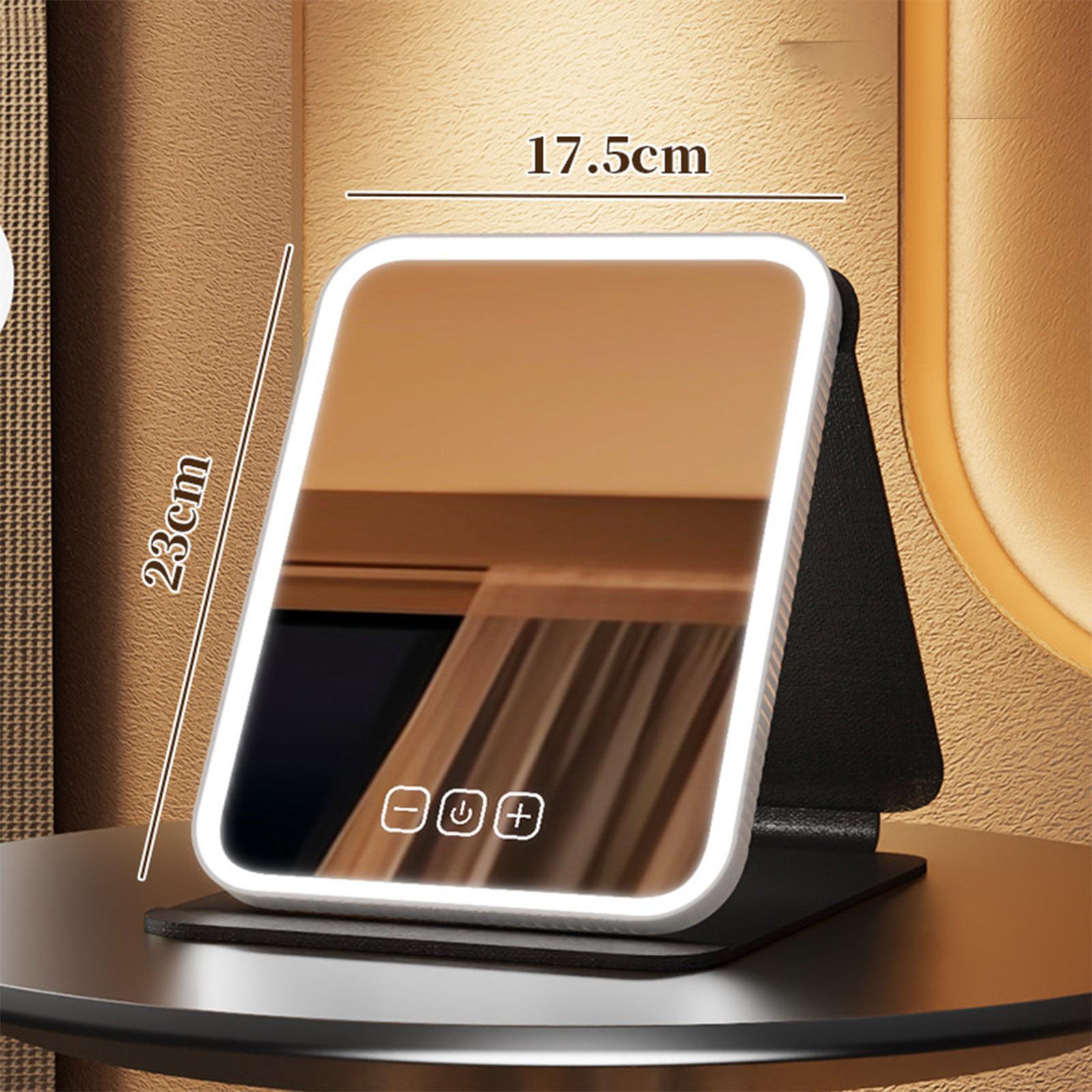 

LED makeup mirror with light table female fill light mirror dormitory desktop portable dressing mirror HD tpye-c charging чёрный