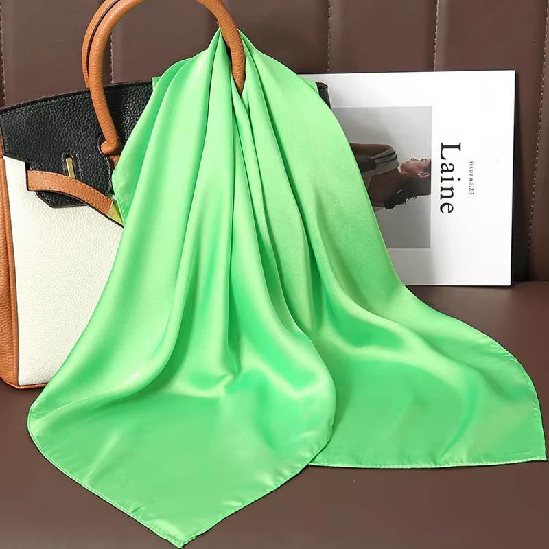 Luxus Uni Farbe Seide Quadratisches Tuch Damen Weiches Satin Pferdehaarband Halstuch Büro Hijab Stirnband Foulard Taschenbänder Geschenk