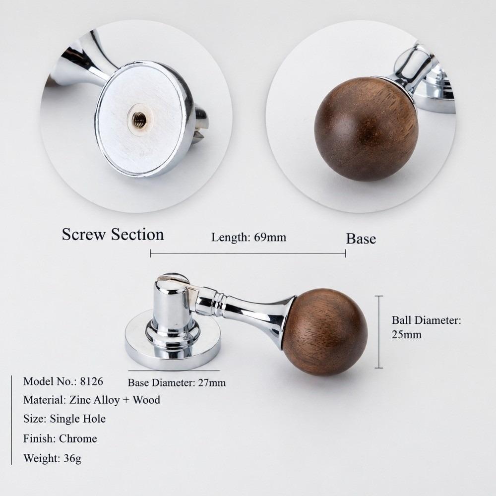 Luxury Walnut Cabinet Pull Handle Marble Solid Wood Drawer Knob Sturdy Smooth Wardrobe Door Handle Furniture Hardware