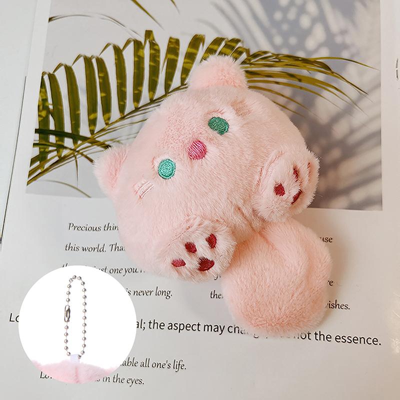 Creative Bookbag Pendant Cute Squeaking Little Cat Plush Cat Keychain Cartoon Cat Soft Tail Stuffed Doll Keyring