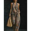 1116 Summer Cool Neck Suit Women's Temperament V-Neck Off-Shoulder Top + High Waist Wide Leg Pants Two-piece Set