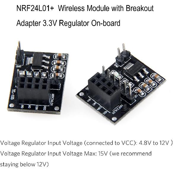 MakerFocus 3pcs NRF24L01+PA+LNA Wireless Transceiver RF Transceiver Module 2.4G 1100m with Antenna and 3pcs NRF24L01+ Breakout Adapter with 3.3V
