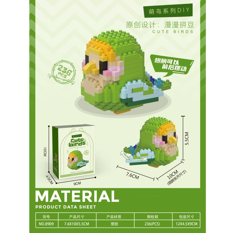 Cute Colorful Parrot Small Particle Building Block Micro Blocks Toys Sets Animals 3D Models Ornament Gifts