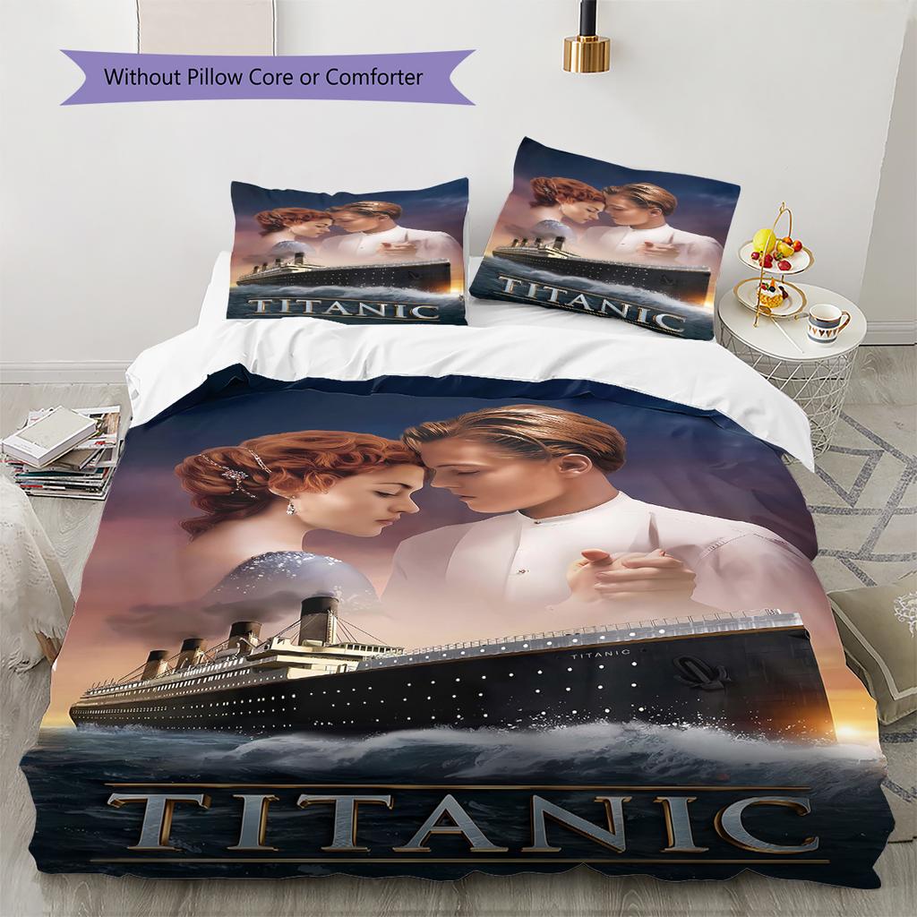 Biancheria da letto con motivo Titanic Set copripiumino Federe Decorazione per la casa Regalo (1 * copripiumino + 2 * federa, senza nucleo)