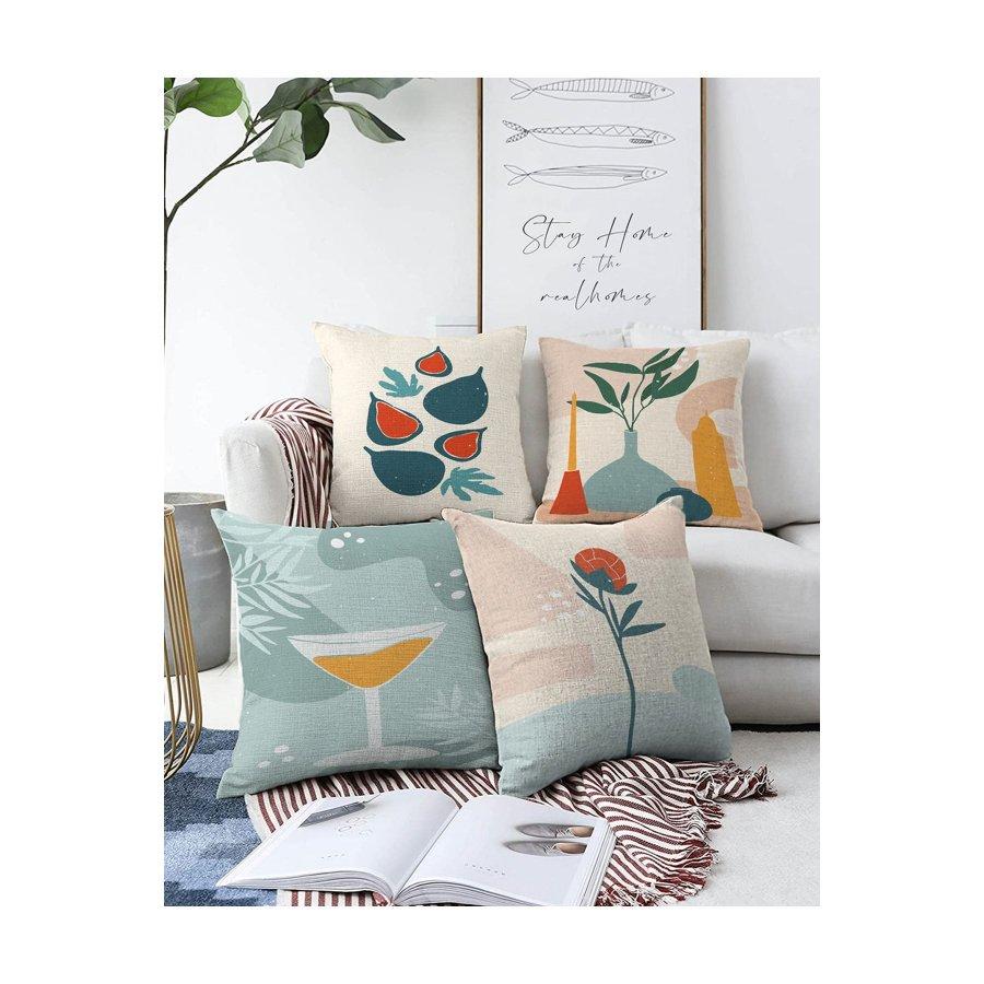 4 Pieces Double Sided Printed Cushion Cover Set