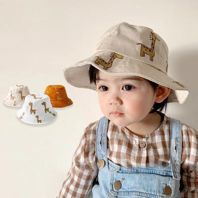 1 Piece Cute Cartoon Giraffe Bucket Hat for Toddler Kawaii Animal Giraffe Young Kids Fishnmen Spring Summer Travel Sunshade Cap