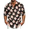 Men's Casual Long Sleeve Shirt with Christmas Print for Spring and Fall