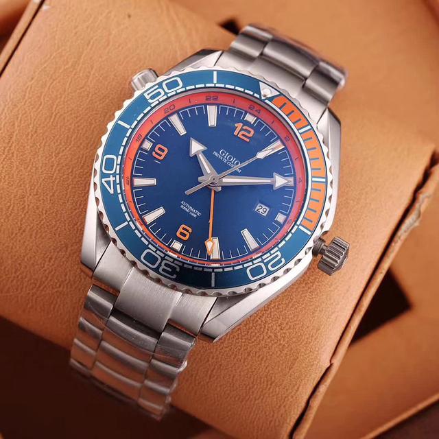 

Мужские автоматические механические часы GMT, черная керамика красный