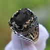 Vintage Style Engraved Multi-Faceted Gemstone Men's Ring The Colorful Metal Ring with Engraved Patterns Shines Brilliantly As It Rotates