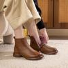 Johnature Thick And Warm Cotton Shoes Women's Winter Genuine Leather Anti Slip Low Heel Plush Short Boots