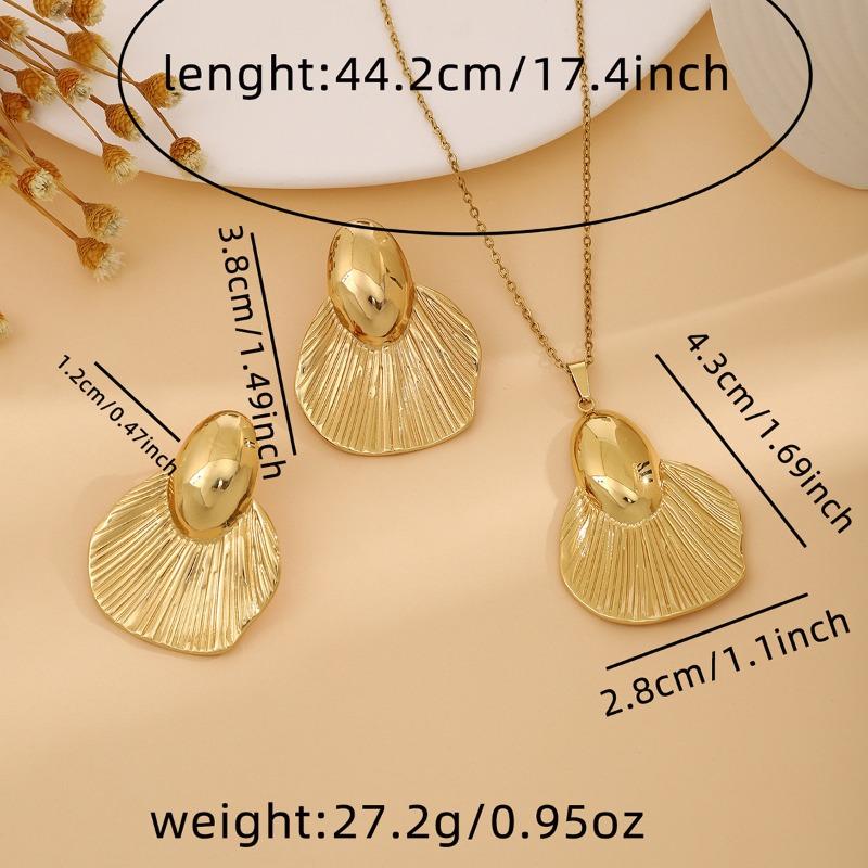 European and American Exquisite Irregular Luxury Creative Polygonal Geometric Leaf Texture Flower Love Earrings Necklace Set