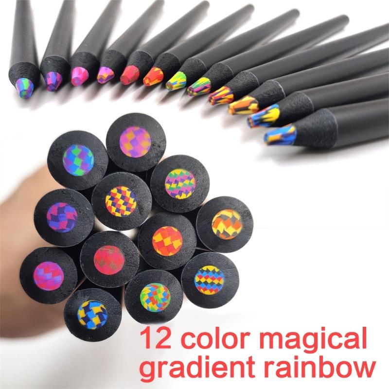 12Pieces Rainbow Pencils Artist Colouring Pencils Multicoloured Pencil For Student Kid Drawing Sketching Craft Project