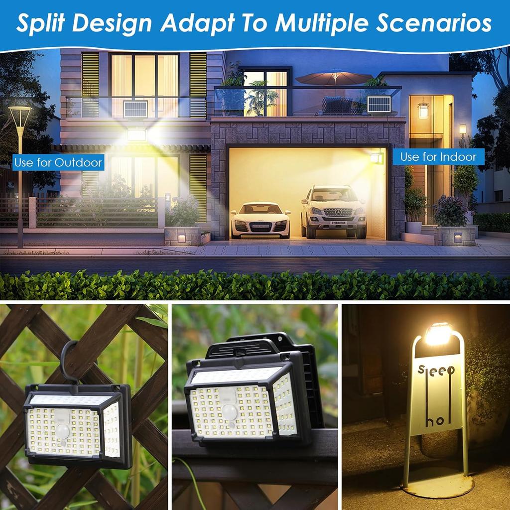 Solar Light Outdoor 190 LEDS Motion Sensor Sun Lamp Clip On Flood Light Solar Security Light Waterproof for Patio Garage Garden