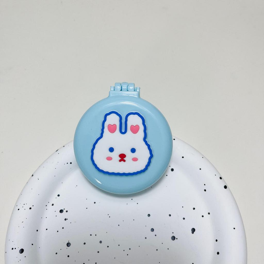 Cute Cartoon Foldable Airbag Comb with Mirror - Portable for Children, Cream Wind Design