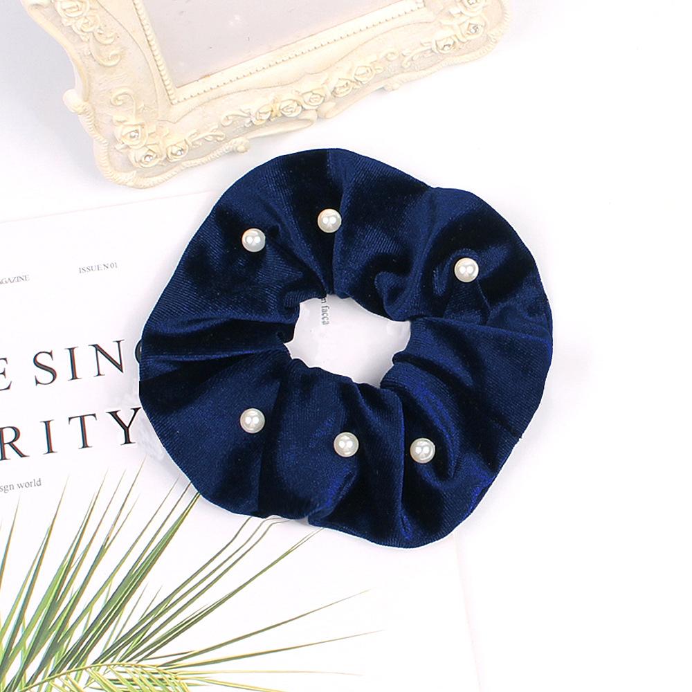 Velvet Nail Pearl Scrunchie Women Elastic Hair Rubber Bands Accessories Gum For Women Girls Ties Hair Ring Rope Ponytail Holder