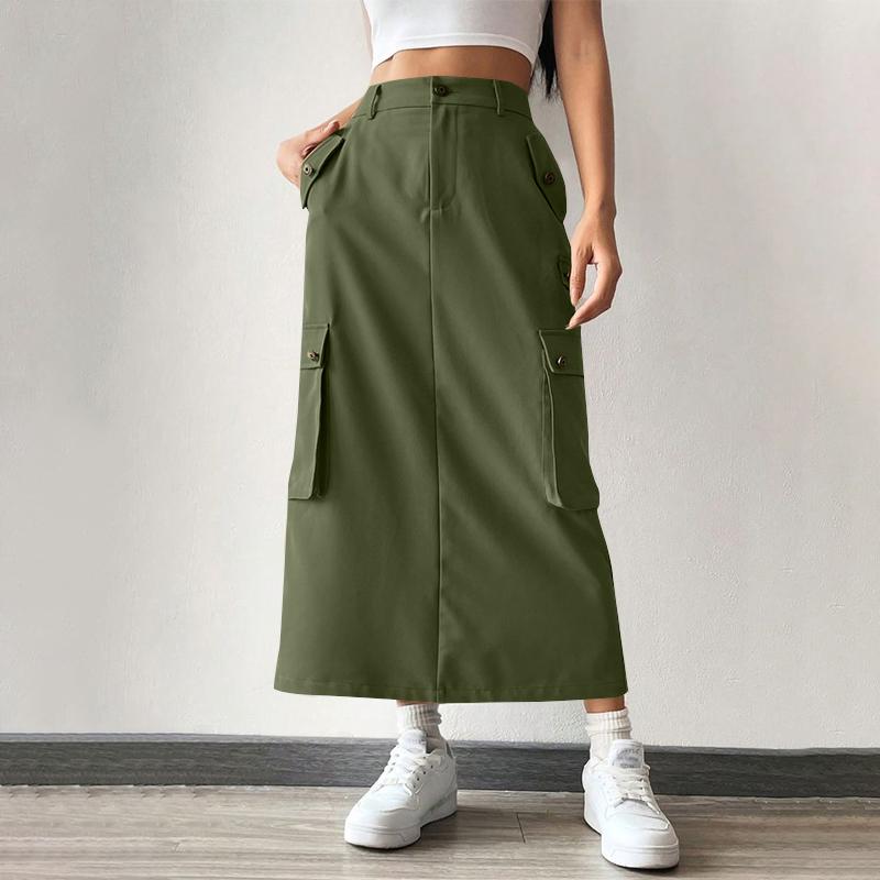 ZANZEA Damskie modne spódnice z wysokim stanem i kieszeniami, luźne i proste