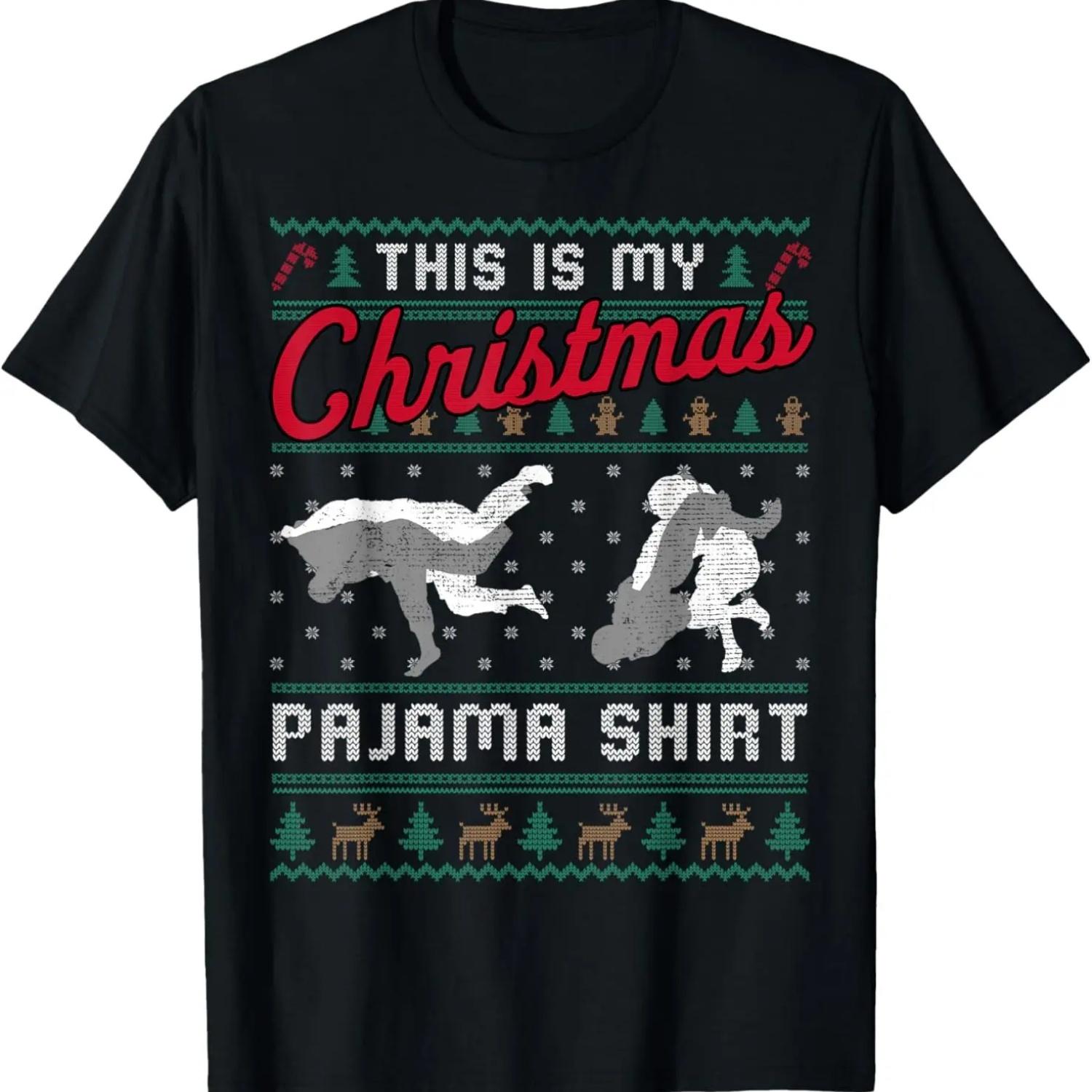 This Is My Christmas Pajama Jiu Jitsu Ugly Sweater T-Shirt S чёрный