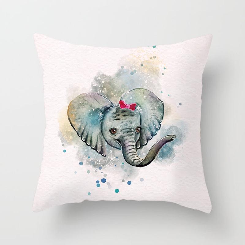 Cartoon Animal Print Car Cushion Cover Dog Head Sofa Pillow Cover Home