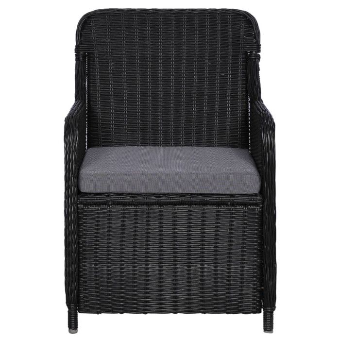 VidaXL 2 pcs Chaises d'extérieur avec coussins Résine tressée Noir