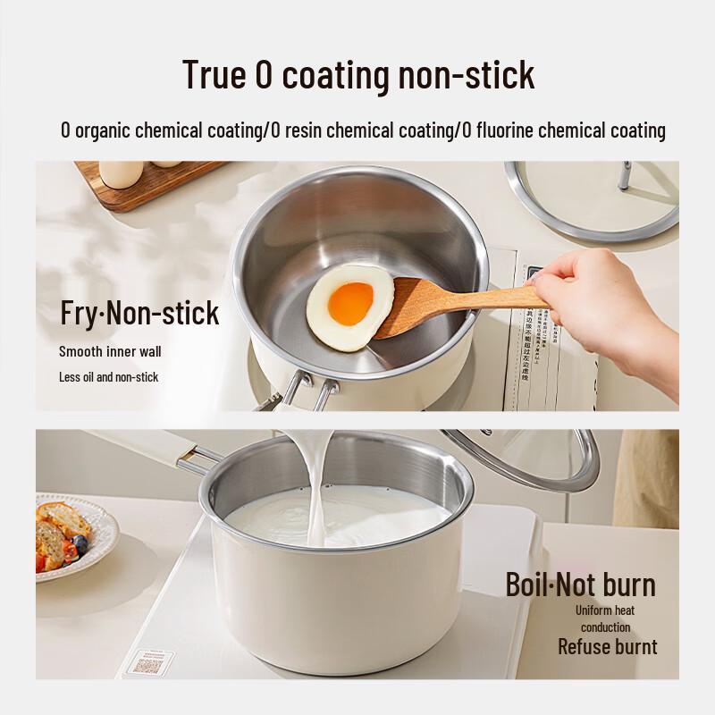 Suncha 316L Stainless Steel Ceramic Milk Pot with Steamer