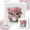 Neuankömmling 5D DIY Vollkreis Diamantmalerei "Rosa Eule" Stickerei Kreuzstich Heimdekor Geschenk