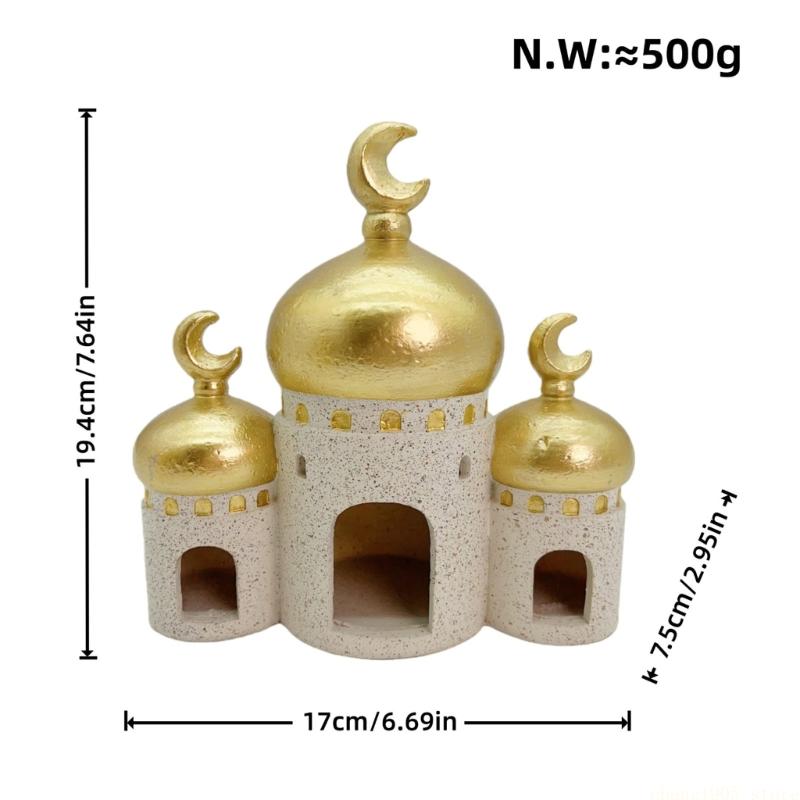 QX2E Gold und Weiß Moschee Turm Modell Tischornament Ramadan Dekorationen für Heimdekorationen Islamische Eid Mubarak Dekorationen