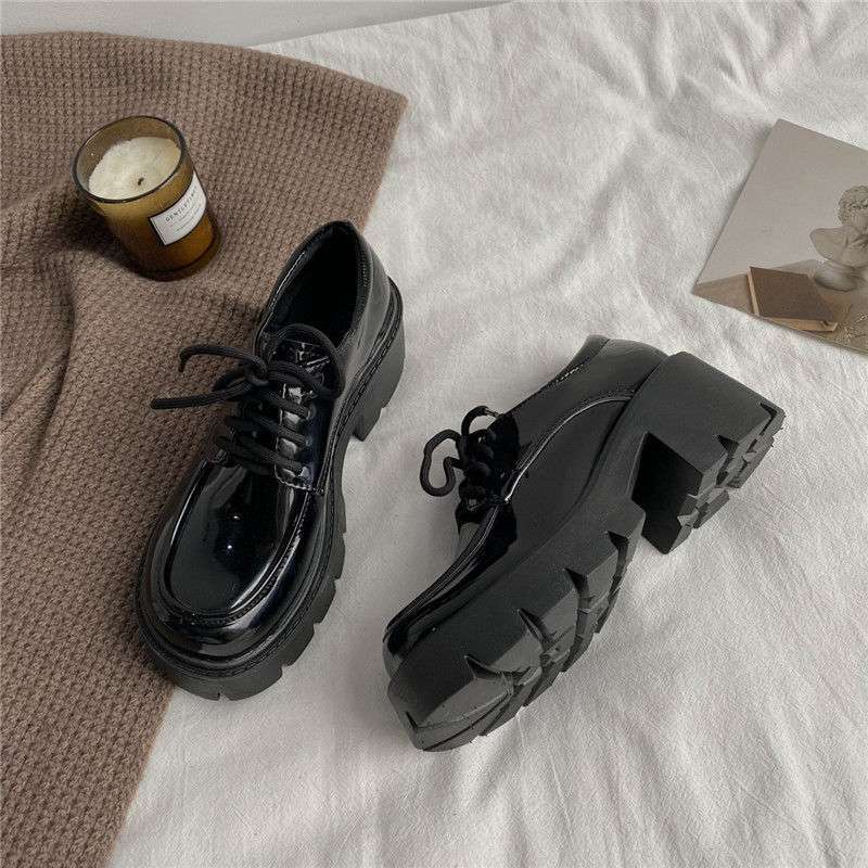 Size 35-43, Large Size Women's Shoes Platform Loafers Women's 41 Versatile Fashion British Style Small Leather Shoes 42 Round Head Single Shoes