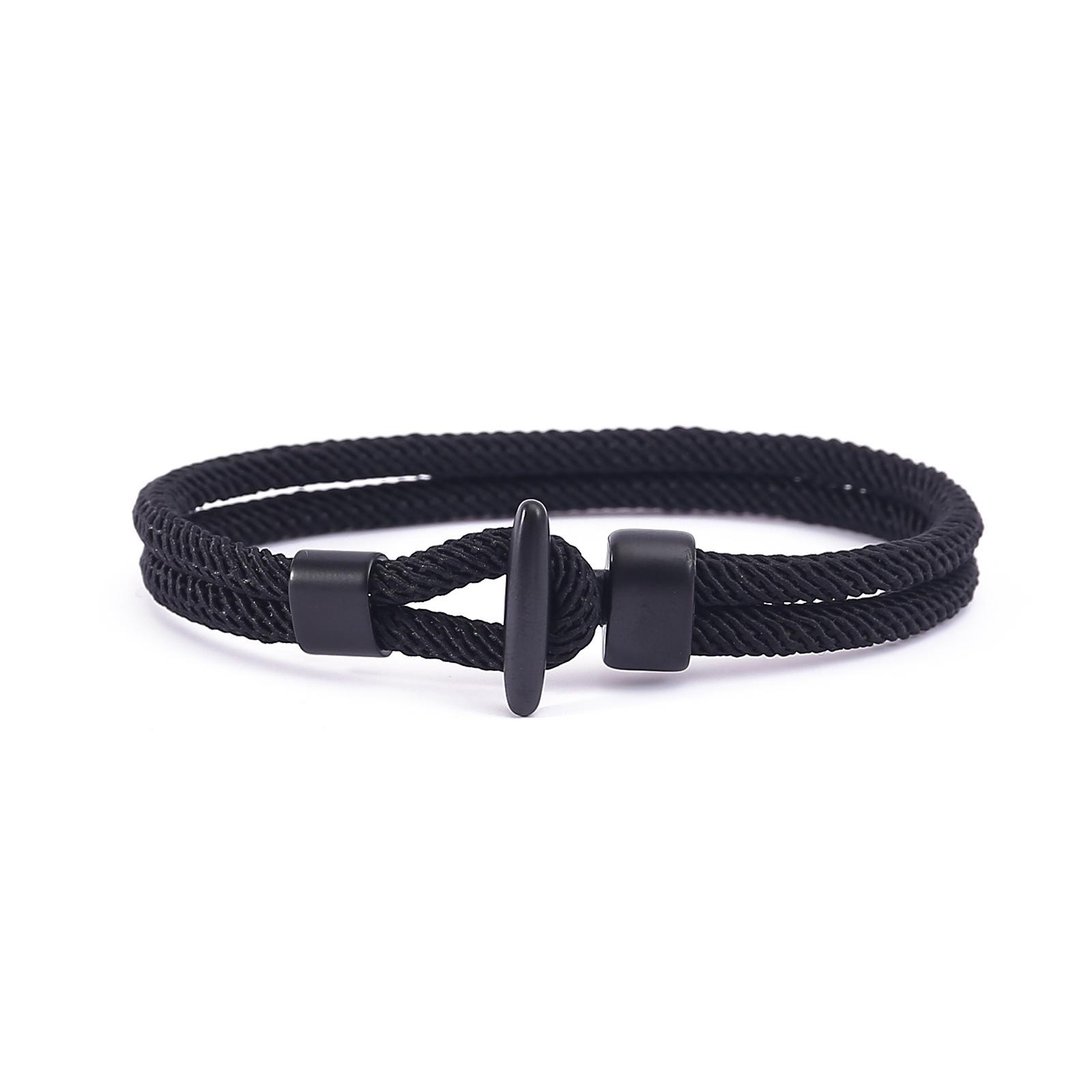 

Simple Fashion Hand-woven Multiple ColorsT-buckle High-end Milan Rope Double Rope Bracelet for Women Men Couple Zircon Gift Size 21cm чорний