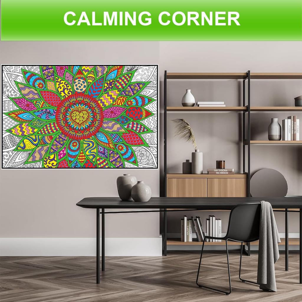 Mandala Coloring Poster for Adults and Kids - Large Wall Coloring Poster for Classroom Office Family - Giant Coloring Posters Collaborative - Big