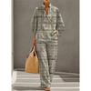 1116 New Women's Printed Two-piece Set Lazy Wind Loose Wide Leg Pants Set European and American Versatile Women