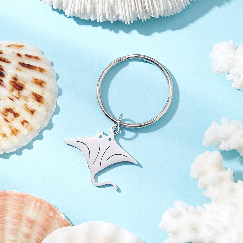 Sea Ocean Whale Pendant Stainless Steel Charms Keychains Accessories Trendy Jewelry Keyrings For Women Girl Decor Kids Gifts