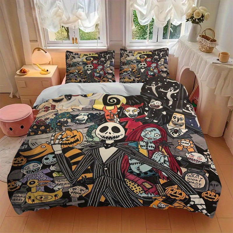 Set Biancheria da Letto a Tema The Nightmare Before Christmas da 3 Pezzi, Include 1 Copripiumino e 2 Federe, Senza Imbottitura, Morbido e Confortevole per Camera da Letto di Casa