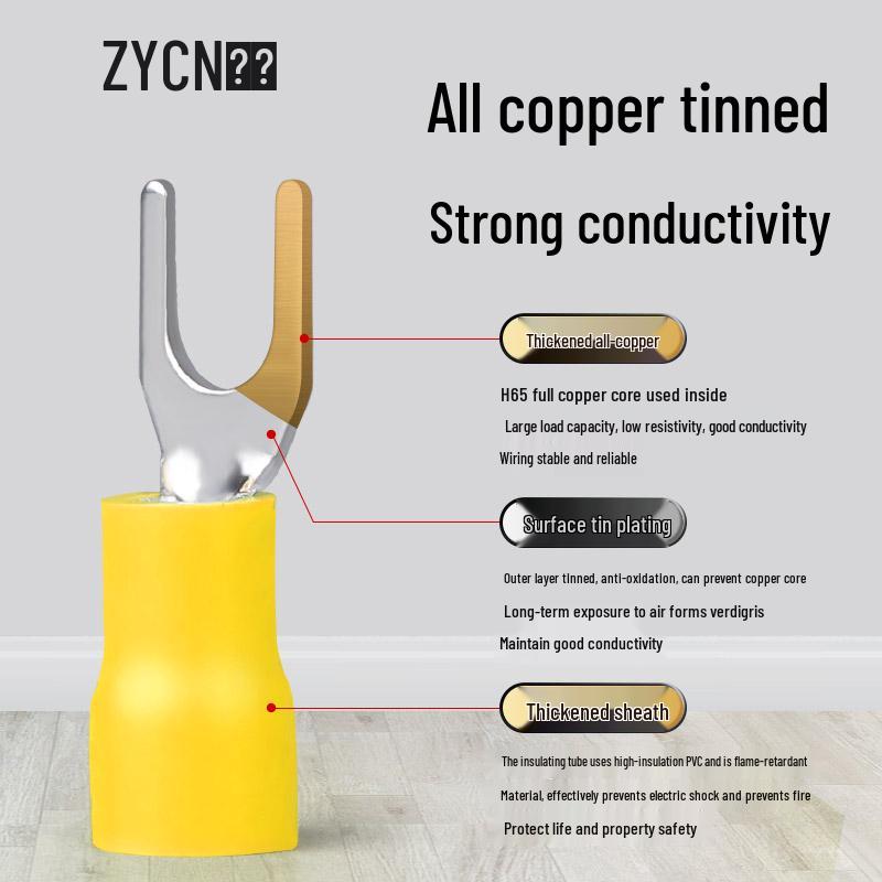 SV1.25-3/4S European Pre-insulated U/Y-shaped Copper Crimp Terminal