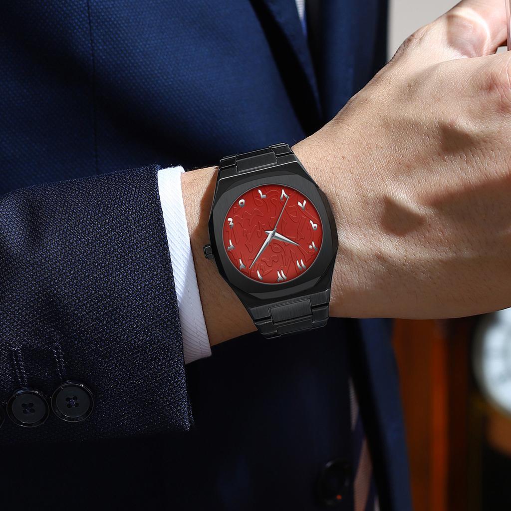 Modern Minimalist Personality Creative All Black Men Watch Arabic Digital Sports Leisure Alloy Men's Watch Unique Design Watch