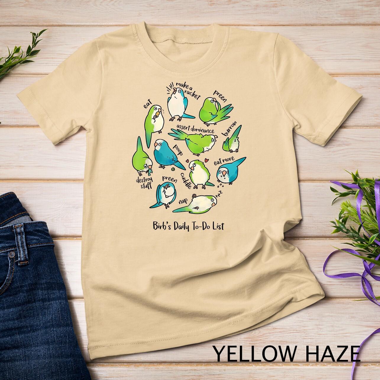 Quaker Parrot Daily To-Do List T-Shirt Mens Womens Tees Top Unisex T-Shirt Mens Womens Tees Top M