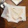 Ladies Summer Sweet Lace Edge 10A Antibacterial Cotton Extended Crotch Mid Waist Triangle Briefs