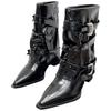 Studded Block Heel Single Boots Autumn New Pointed Toe Metal Buckle Anti-slip Wear-resistant Mid-tube Boots