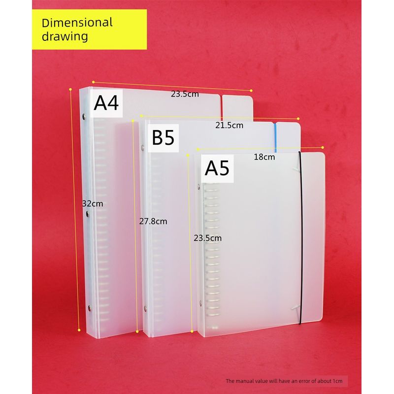 Transparent Blank Loose-Leaf Binder A5/B5/A4 Loose-Leaf Notebook Folder Folder Strap Notebook Notebook Printing