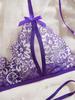 Purple Lace Lingerie Set Women  Open Crotch Transparent Sexy Bra And Thongs Sets Sex Temptation Erotic Couples Date Underwear