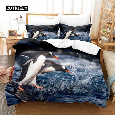 Pinguin-Bettwäscheset Bettbezug-Set 3D-Bettwäsche Digitaldruck Bettwäsche Queen-Size-Bettset Modedesign