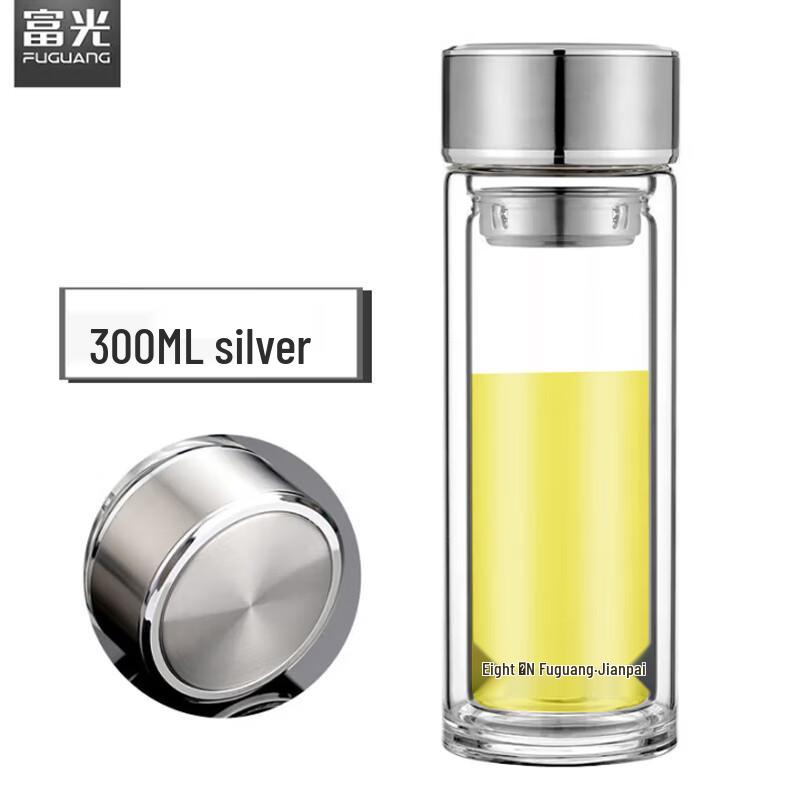 FUGUANG X1930 Double-Wall Insulated Glass Bottle with Tea Infuser 300ml