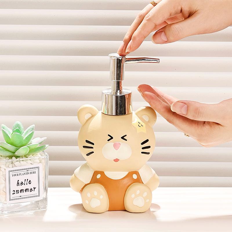Soap Dispenser Creative Cute Ceramic Hand Sanitizer Dispenser Bottle for Household Bathroom and Toilet Press Bottle