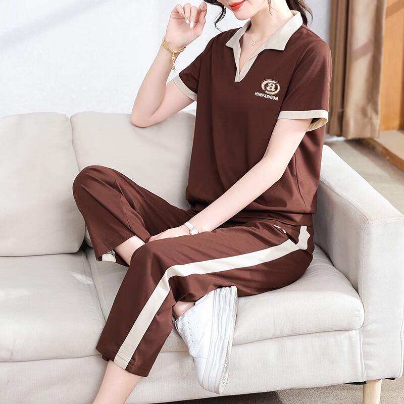 XUEXI Women s Summer Casual Two-Piece Short-Sleeve Set 4XL