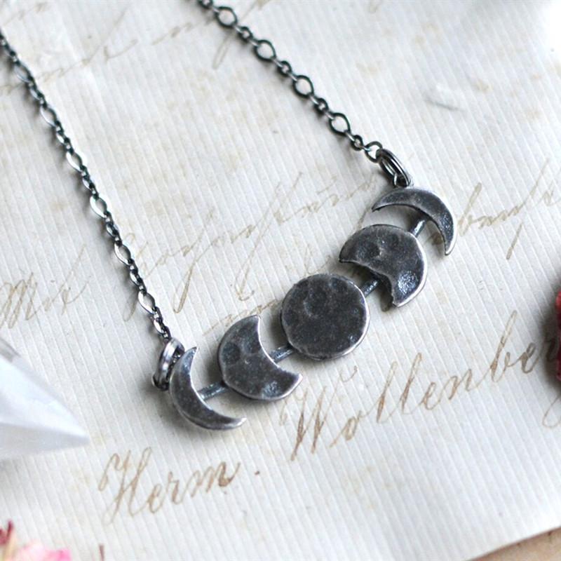 Vintage Moon Phase Pendant Necklace - Creative Jewelry