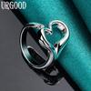 925 Sterling Silver Adjustable Heart Ring Romantic Gift Fashion Jewelry