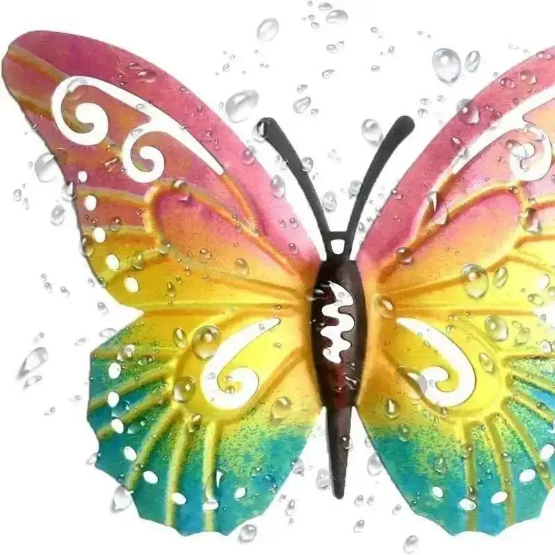 Metal Butterfly Wall Decor 7 Colors Butterflies Sculpture Iron Indoor Outdoor Hanging Wall Art For Garden Yard Fence Home Gift