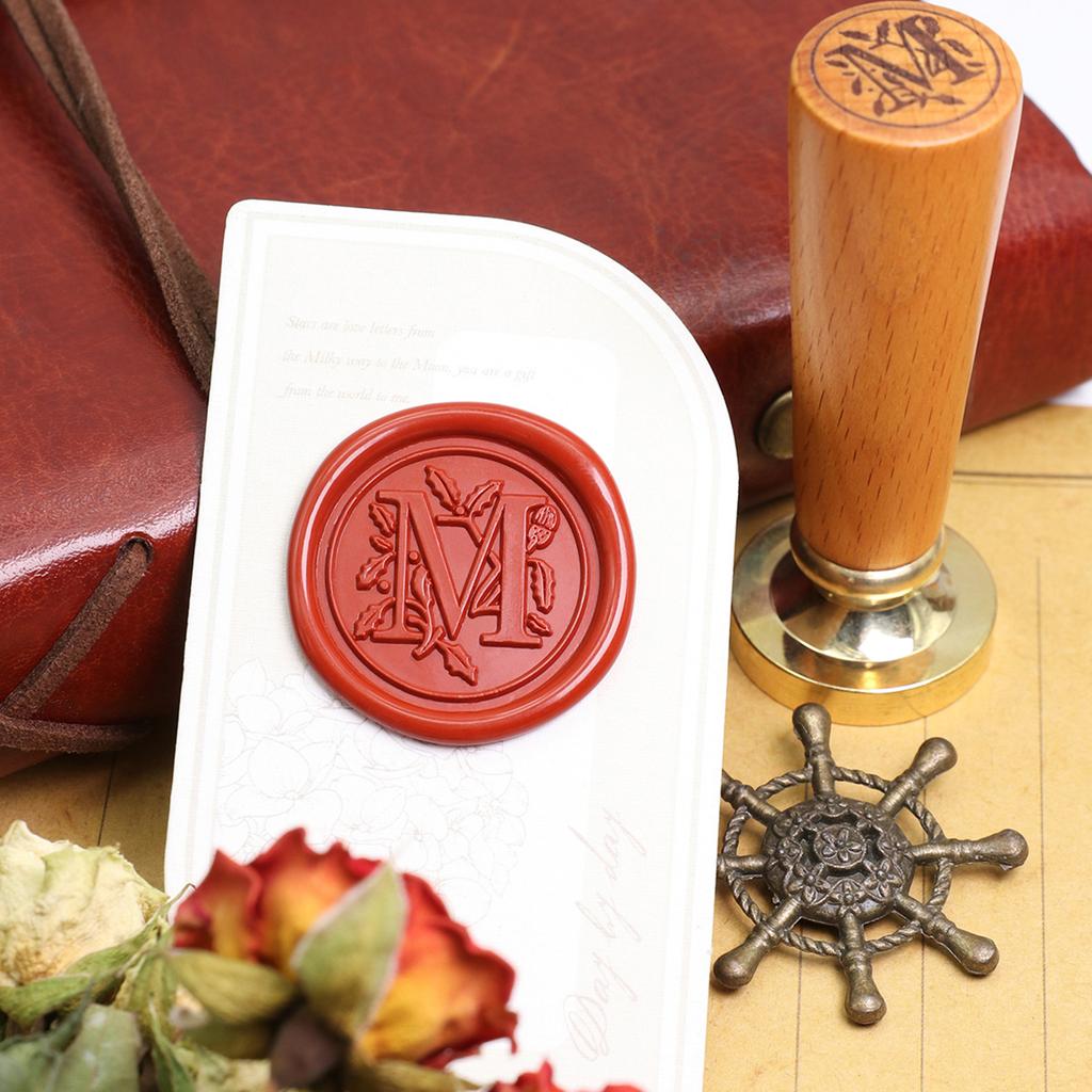 Handcrafted Beechwood Wax Seal Stamp With Interchangeable Brass Embossing Tip for Elegant Correspondence